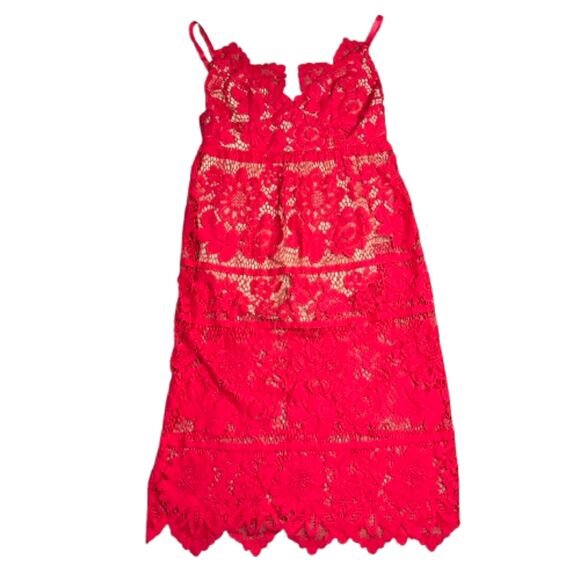 For Love & Lemons Gianna Midi Red Lace Dress Size S - Picture 2 of 8